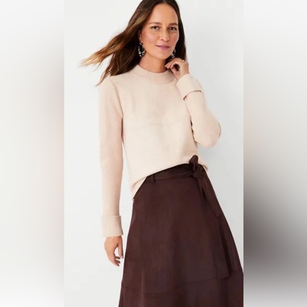 Ann Taylor mixed media faux suede Sweater-worn once. Like new. 119 retail